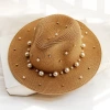 Wide-brimmed top hat, pearl sun hat, summer hat for women, Korean version, vacation and outing, beach hat, sun protection and shade hat undefined